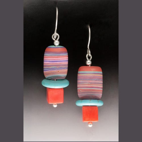 MB-E387B Earrings Earth Colors with TQ & Coral $68 at Hunter Wolff Gallery